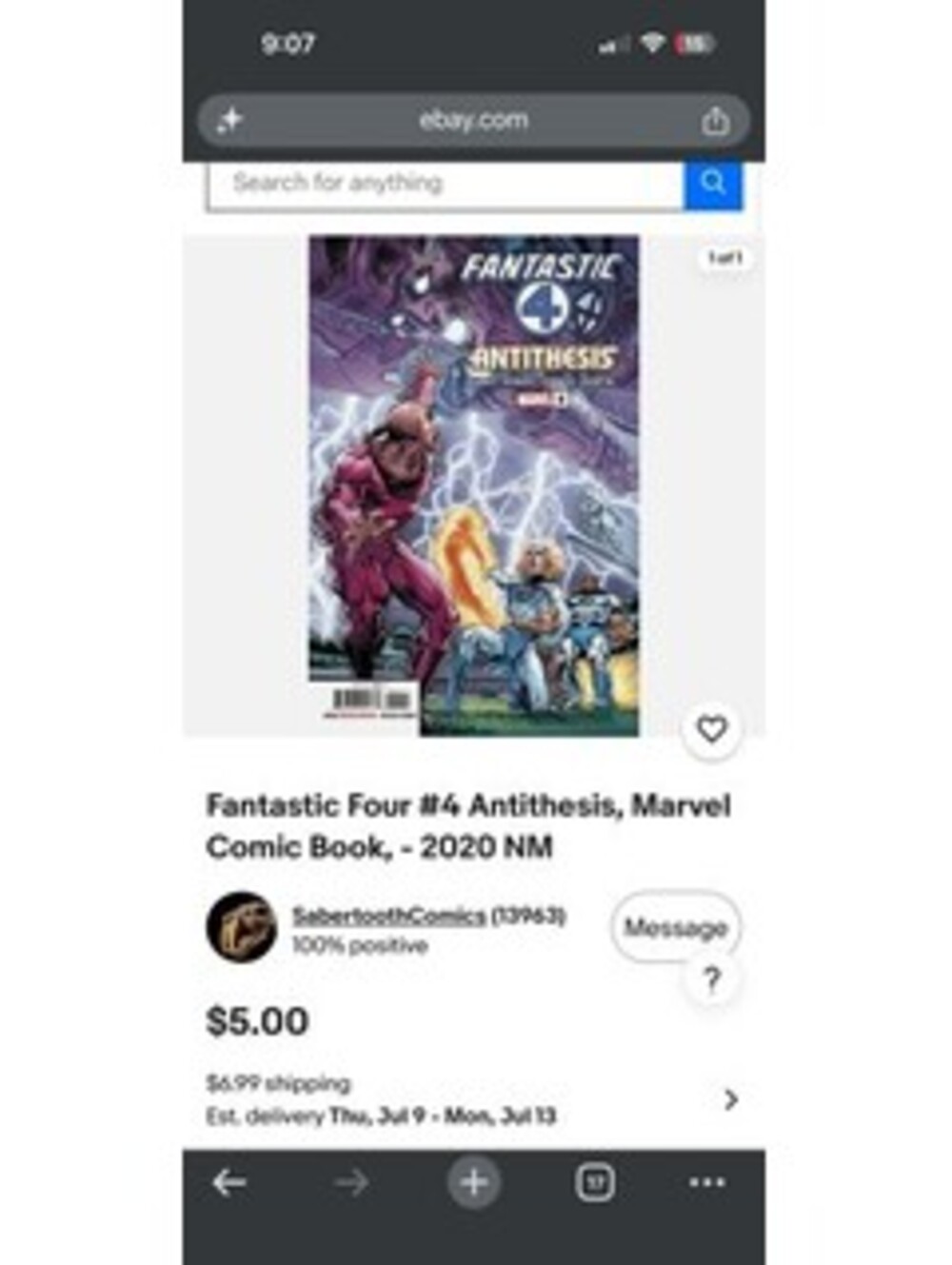 Fantastic Four #4 Antithesis Marvel Comic Book 2020 NM